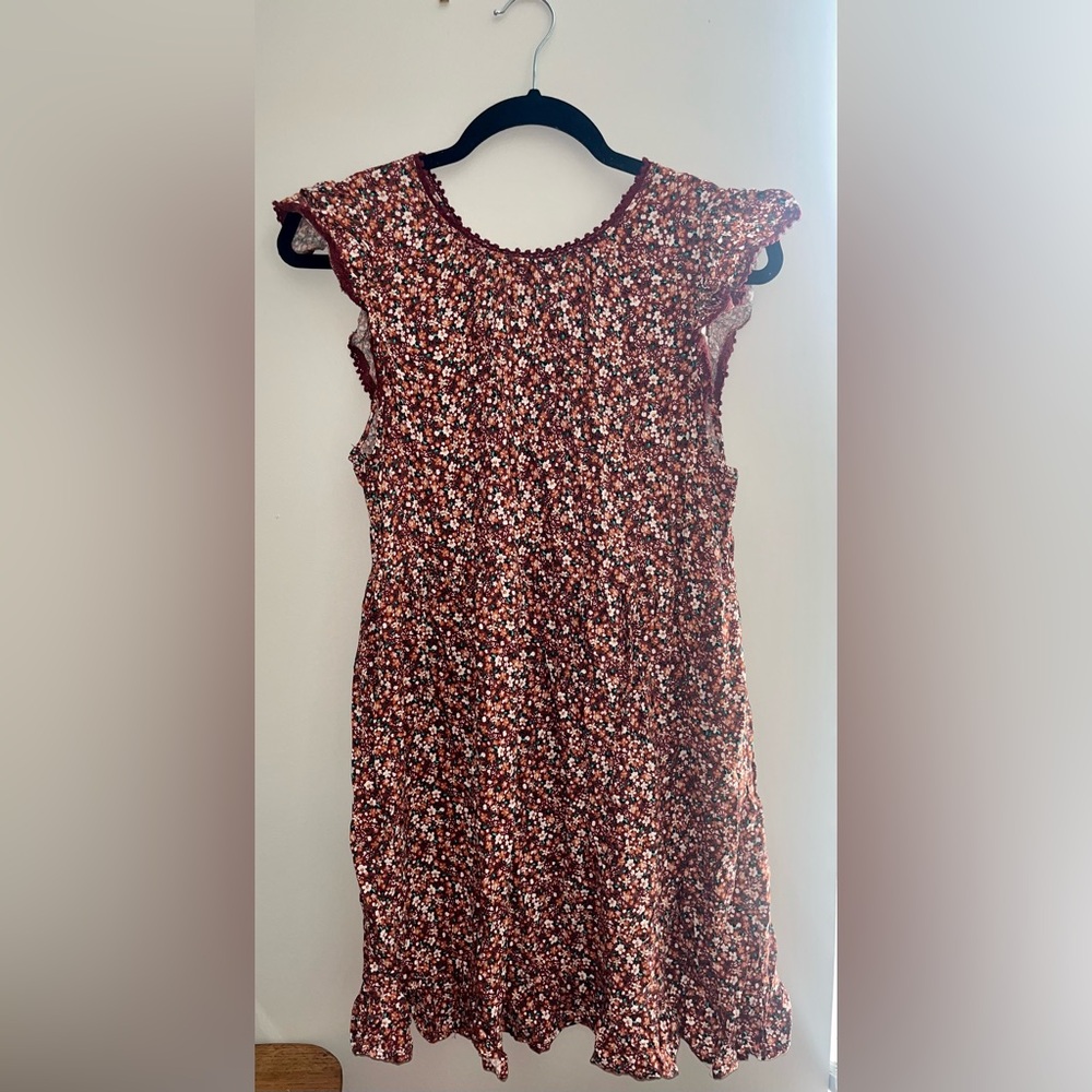 WILD FABLE Red, Brown, Green, White, and Orange Above Knee Length Short Dress